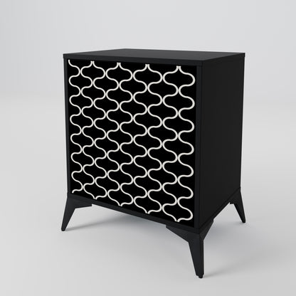 TESSELATED BLACKNESS 1-Door Sideboard in Black Finish