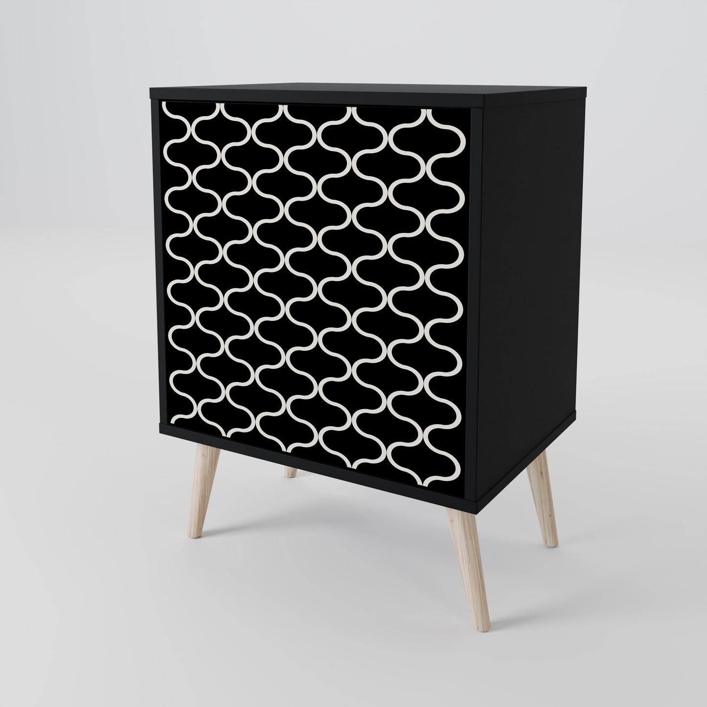 TESSELATED BLACKNESS 1-Door Sideboard in Black Finish