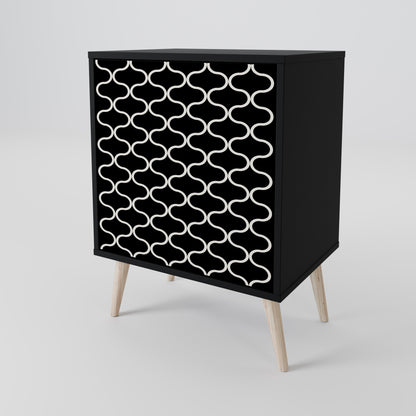 TESSELATED BLACKNESS 1-Door Sideboard in Black Finish