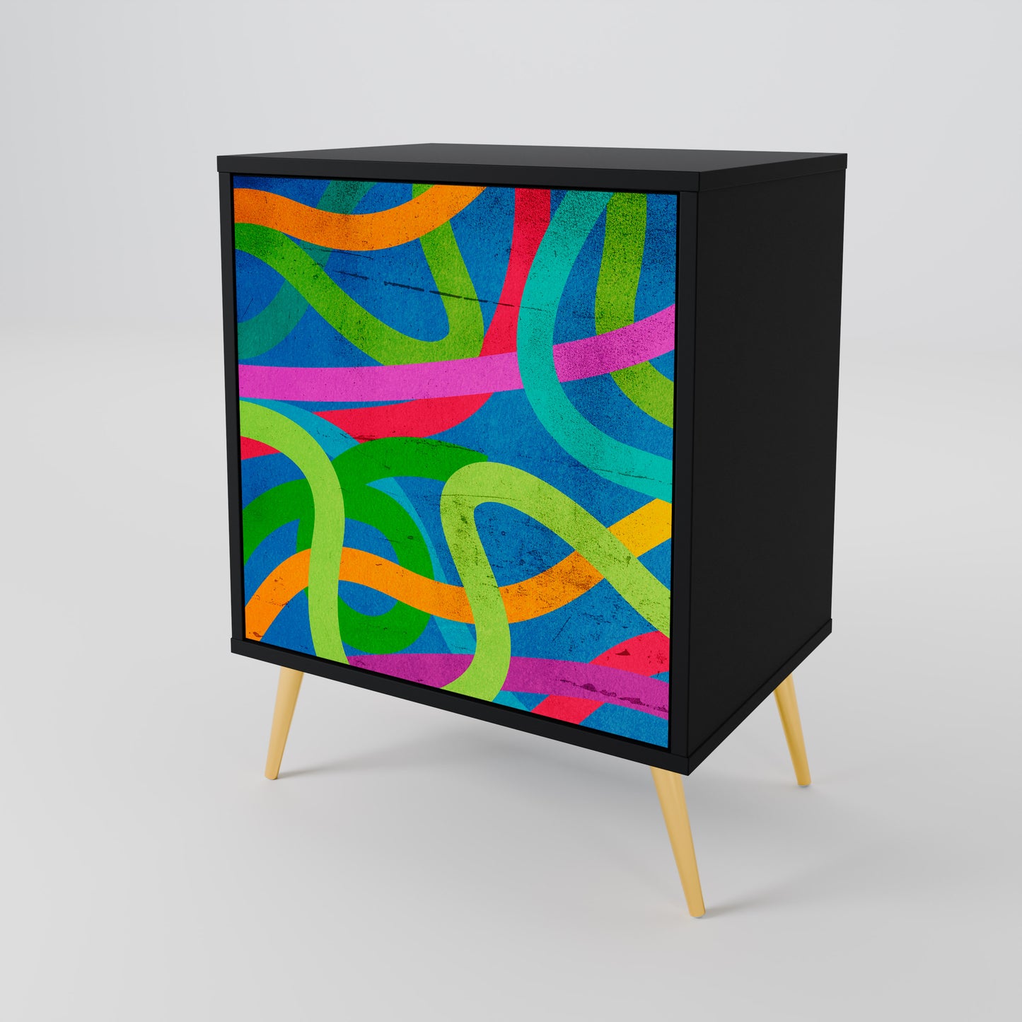 STREAMER TANGLE 1-Door Sideboard in Black Finish