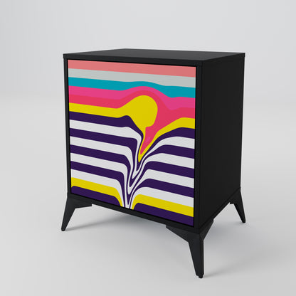 TONE COLLAPSE 1-Door Sideboard in Black Finish