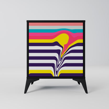 TONE COLLAPSE 1-Door Sideboard in Black Finish