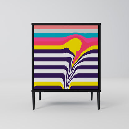 TONE COLLAPSE 1-Door Sideboard in Black Finish