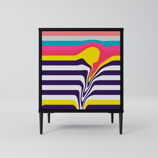 TONE COLLAPSE 1-Door Sideboard in Black Finish