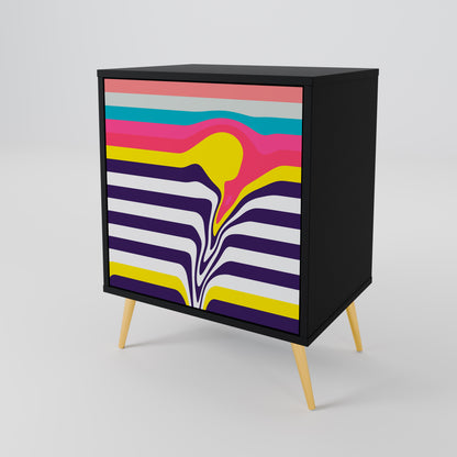 TONE COLLAPSE 1-Door Sideboard in Black Finish