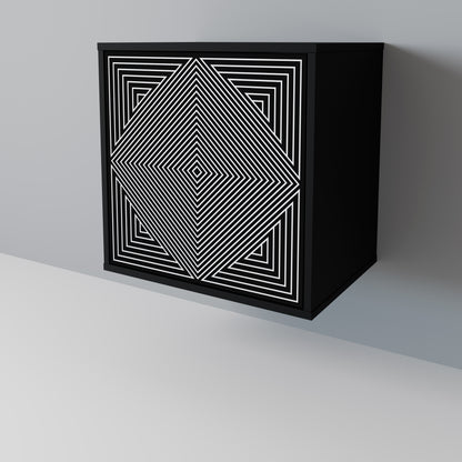 POLYGON ILLUSION 1-Door Sideboard in Black Finish