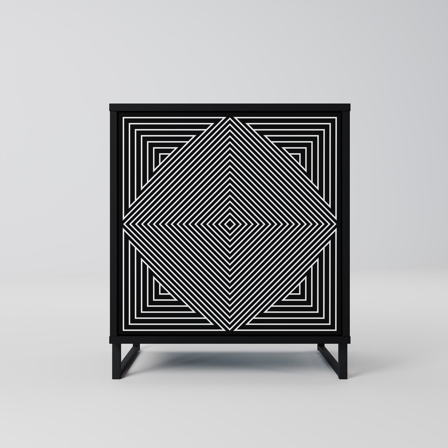 POLYGON ILLUSION 1-Door Sideboard in Black Finish