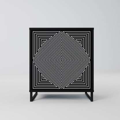 POLYGON ILLUSION 1-Door Sideboard in Black Finish