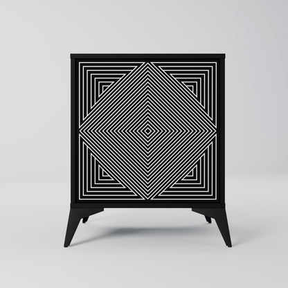 POLYGON ILLUSION 1-Door Sideboard in Black Finish