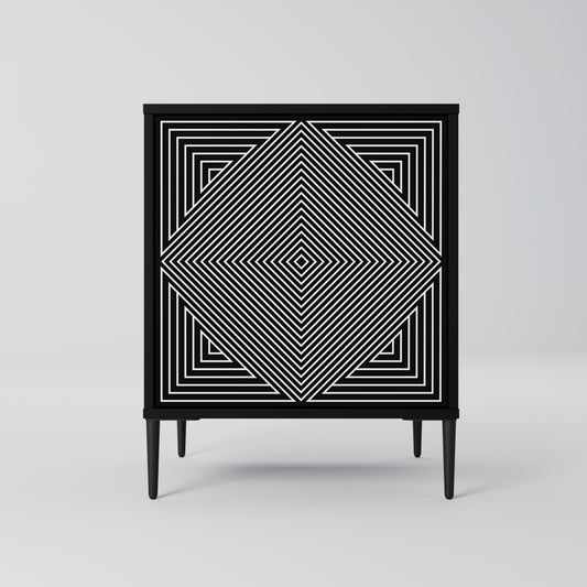 POLYGON ILLUSION 1-Door Sideboard in Black Finish