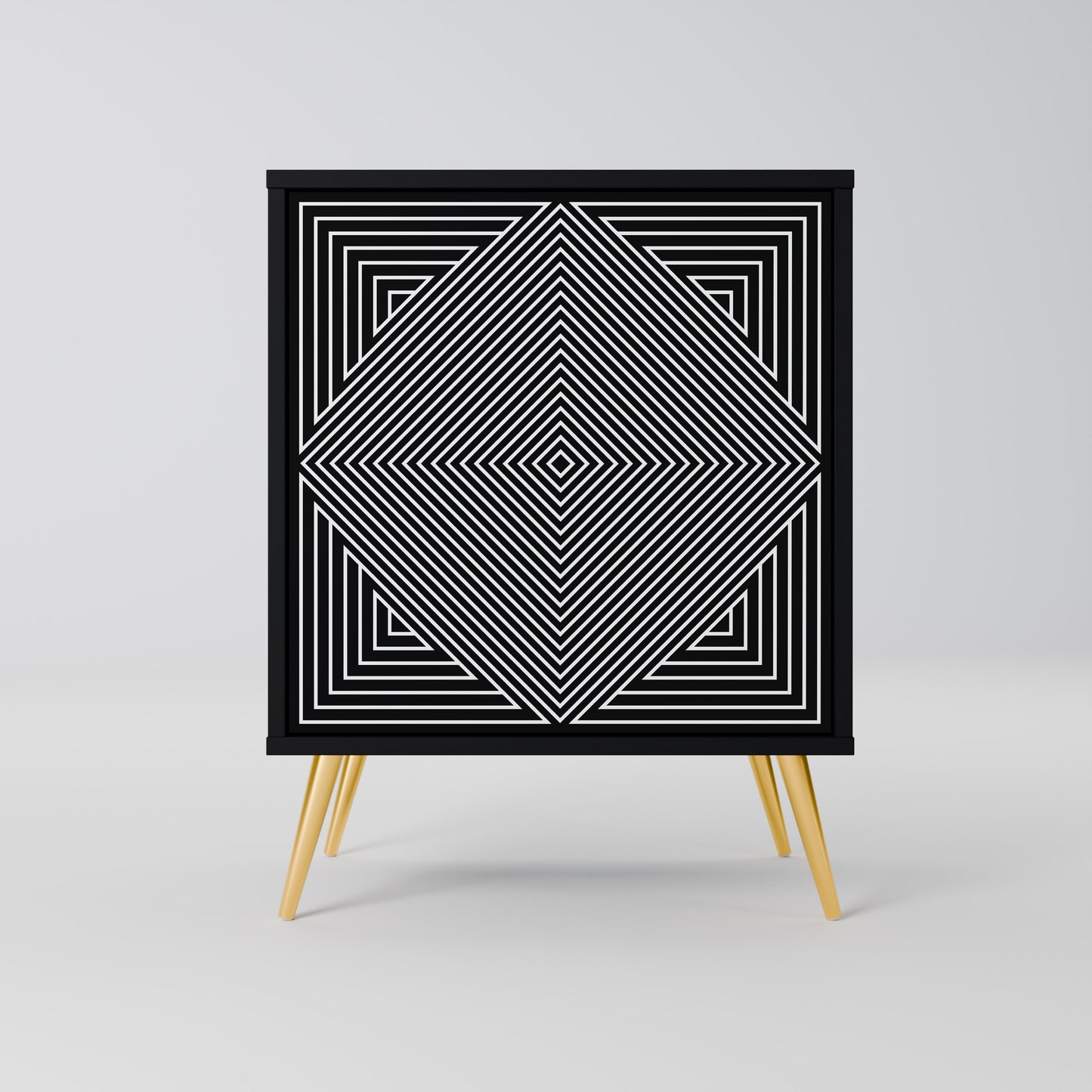 POLYGON ILLUSION 1-Door Sideboard in Black Finish