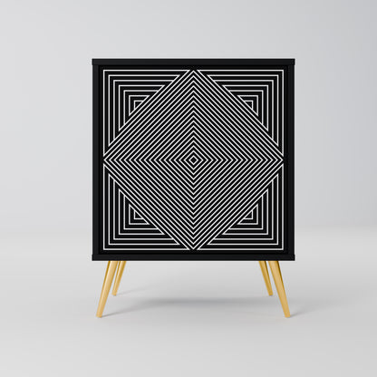 POLYGON ILLUSION 1-Door Sideboard in Black Finish