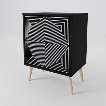 POLYGON ILLUSION 1-Door Sideboard in Black Finish