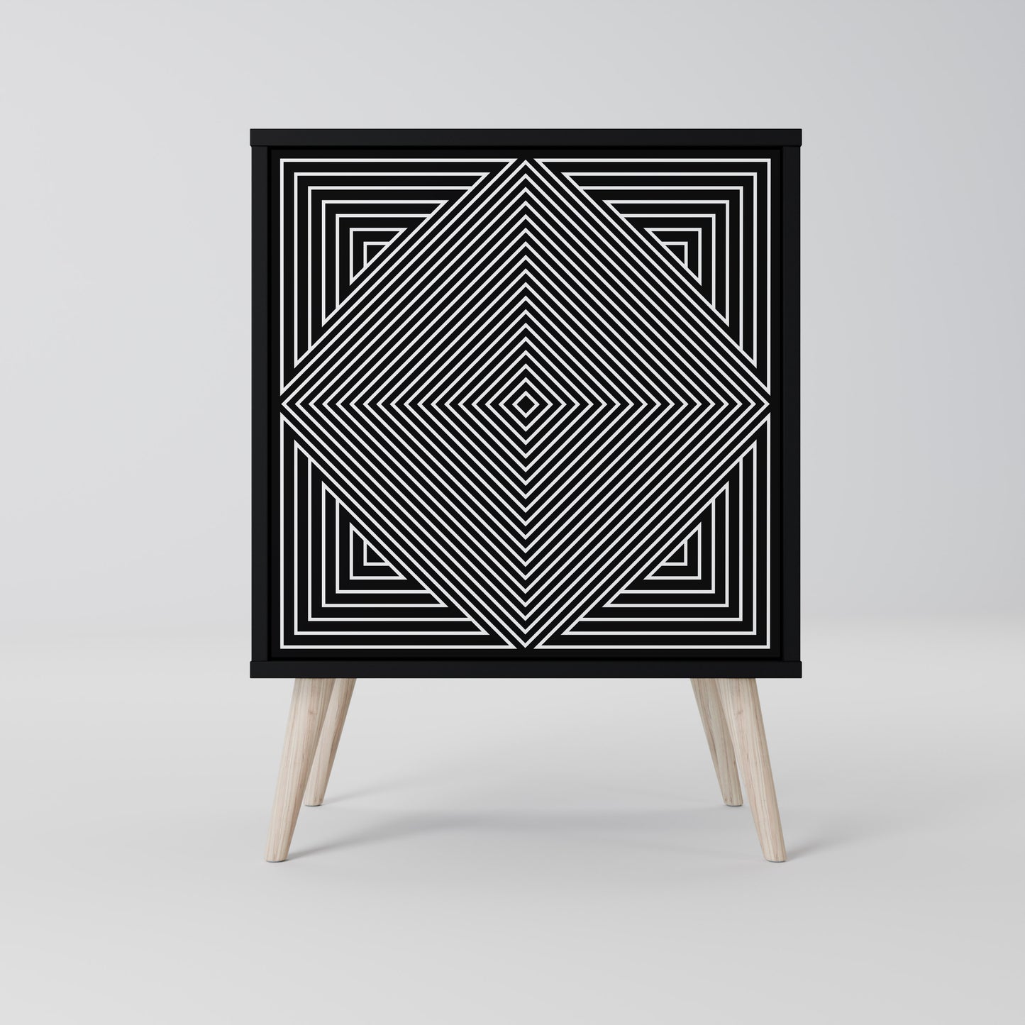 POLYGON ILLUSION 1-Door Sideboard in Black Finish