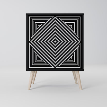 POLYGON ILLUSION 1-Door Sideboard in Black Finish