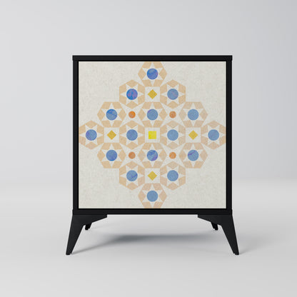 PATTERNED PRISM 1-Door Sideboard in Black Finish