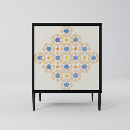 PATTERNED PRISM 1-Door Sideboard in Black Finish