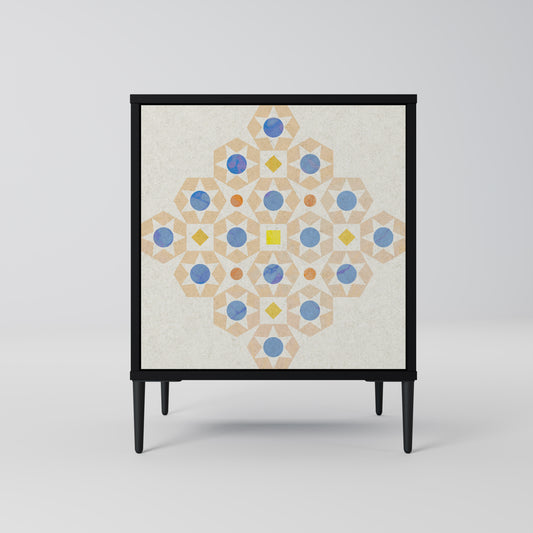 PATTERNED PRISM 1-Door Sideboard in Black Finish