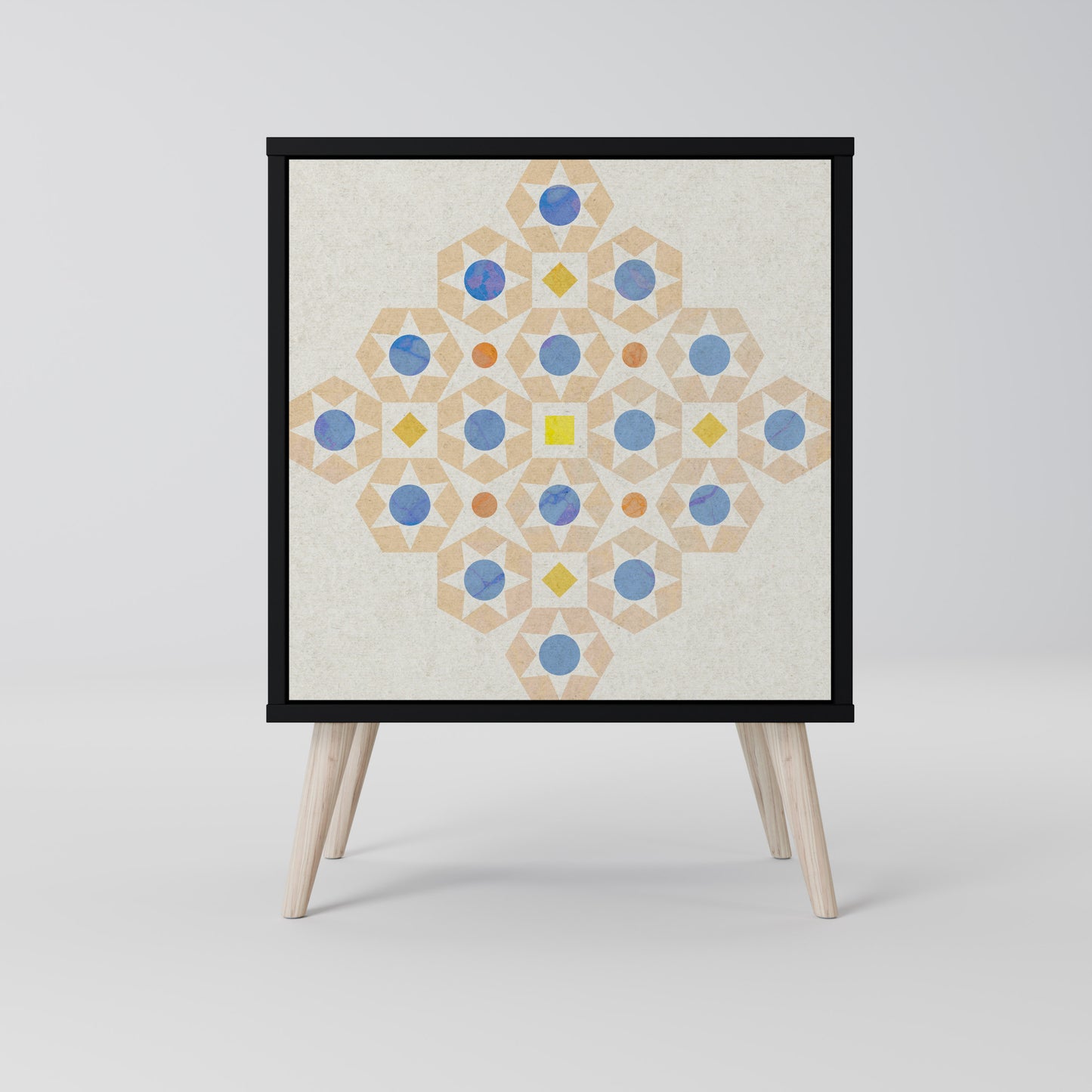 PATTERNED PRISM 1-Door Sideboard in Black Finish