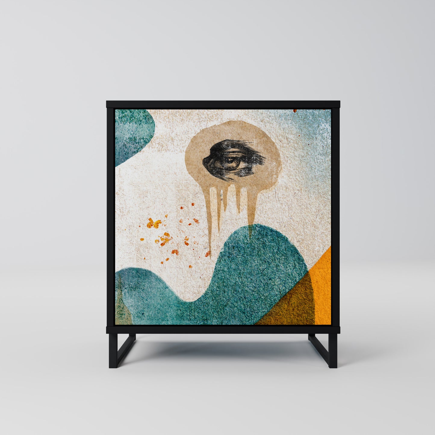 Credenza a 1 anta ABSTRACT FACES in finitura nera