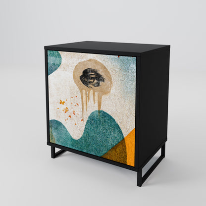 Credenza a 1 anta ABSTRACT FACES in finitura nera
