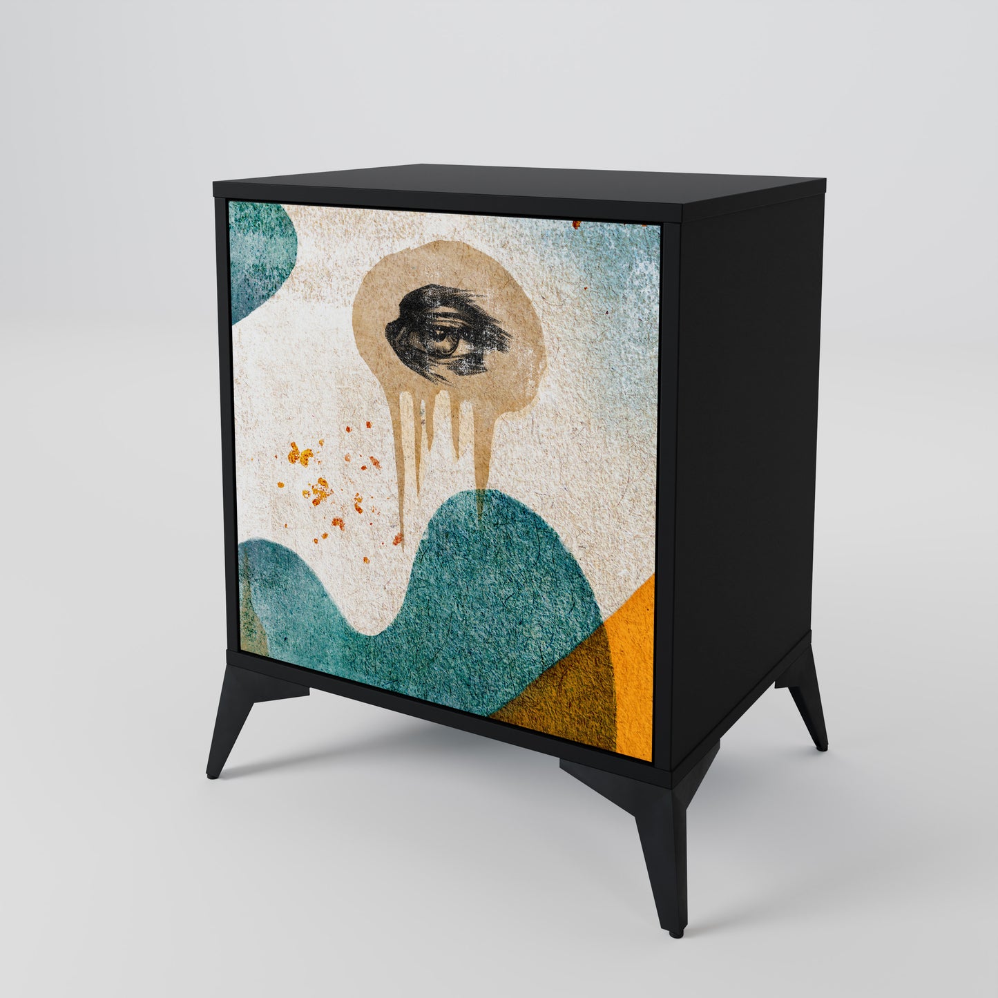 Credenza a 1 anta ABSTRACT FACES in finitura nera