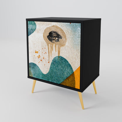 Credenza a 1 anta ABSTRACT FACES in finitura nera