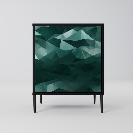 POLYGONAL FLOATING 1-Door Sideboard in Black Finish
