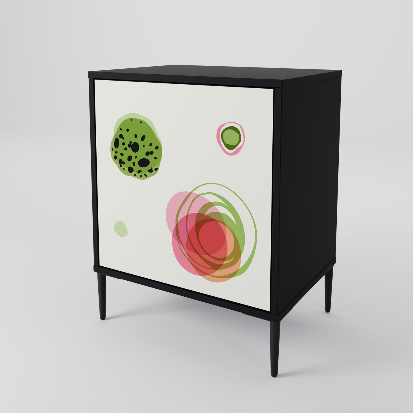COLORFUL COSMOS 1-Door Sideboard in Black Finish
