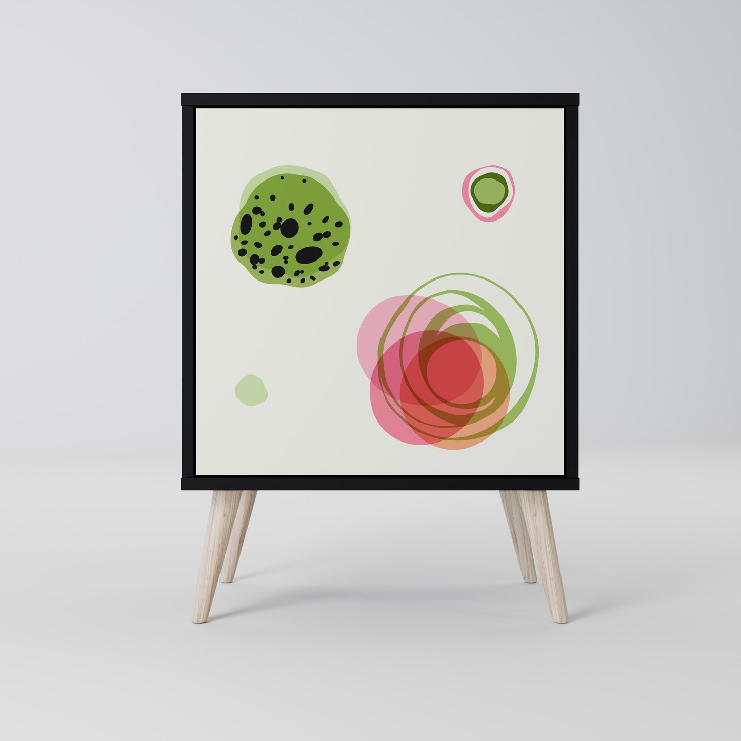 COLORFUL COSMOS 1-Door Sideboard in Black Finish