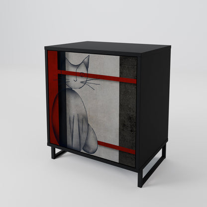 GRAY FIGURES 1-Door Sideboard in Black Finish