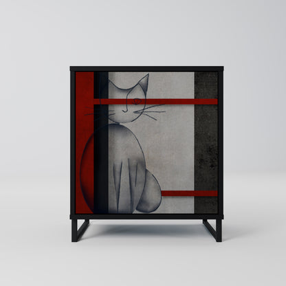 GRAY FIGURES 1-Door Sideboard in Black Finish