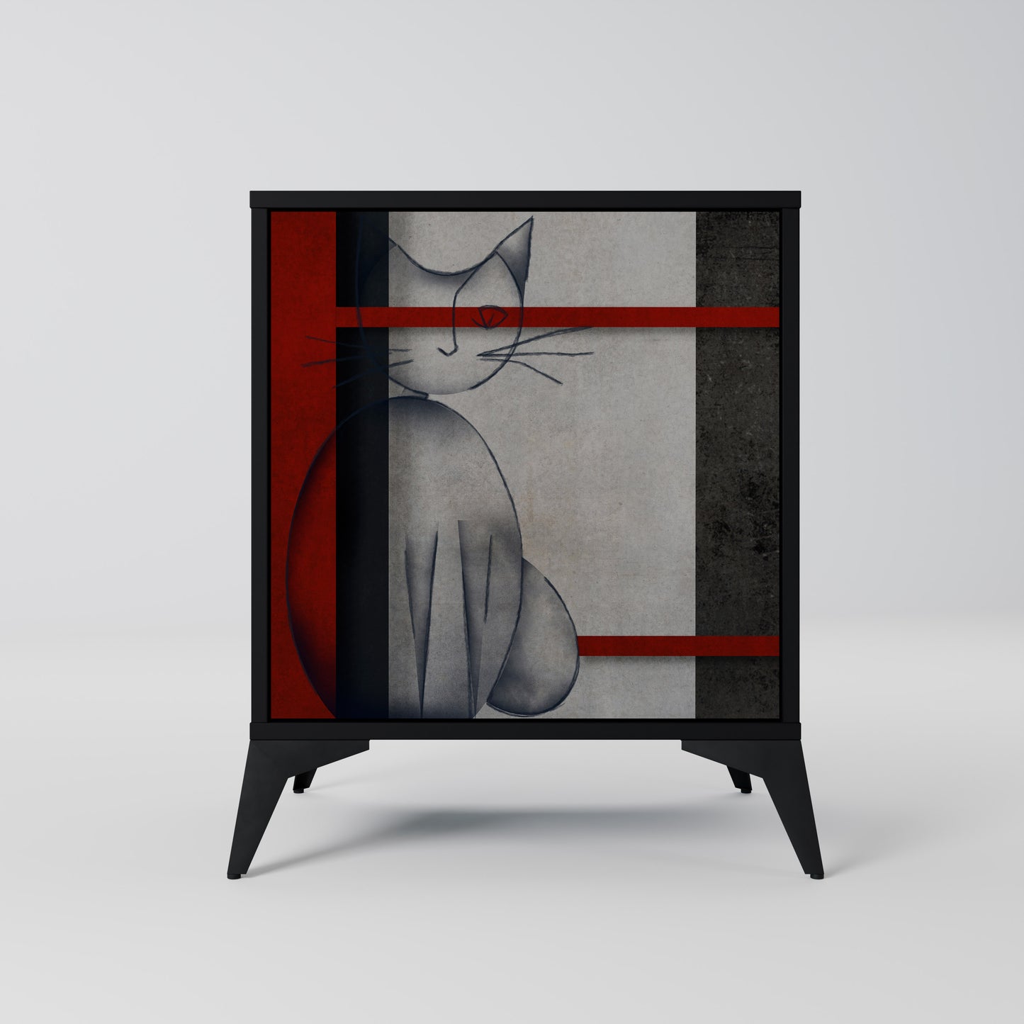 GRAY FIGURES 1-Door Sideboard in Black Finish