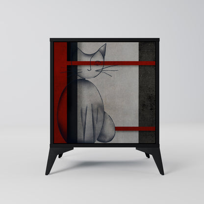 GRAY FIGURES 1-Door Sideboard in Black Finish