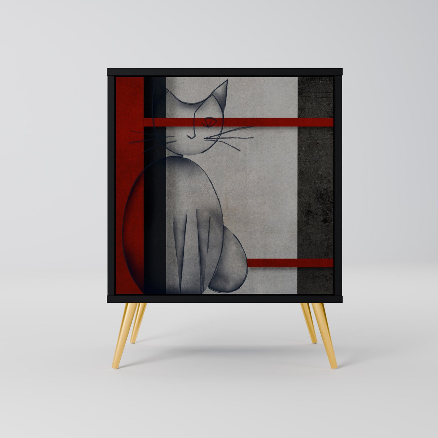 GRAY FIGURES 1-Door Sideboard in Black Finish