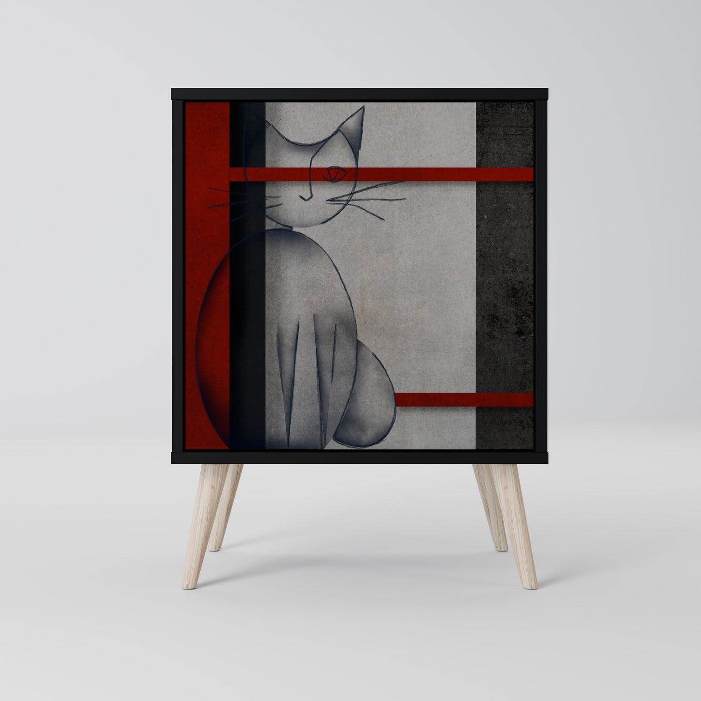 GRAY FIGURES 1-Door Sideboard in Black Finish