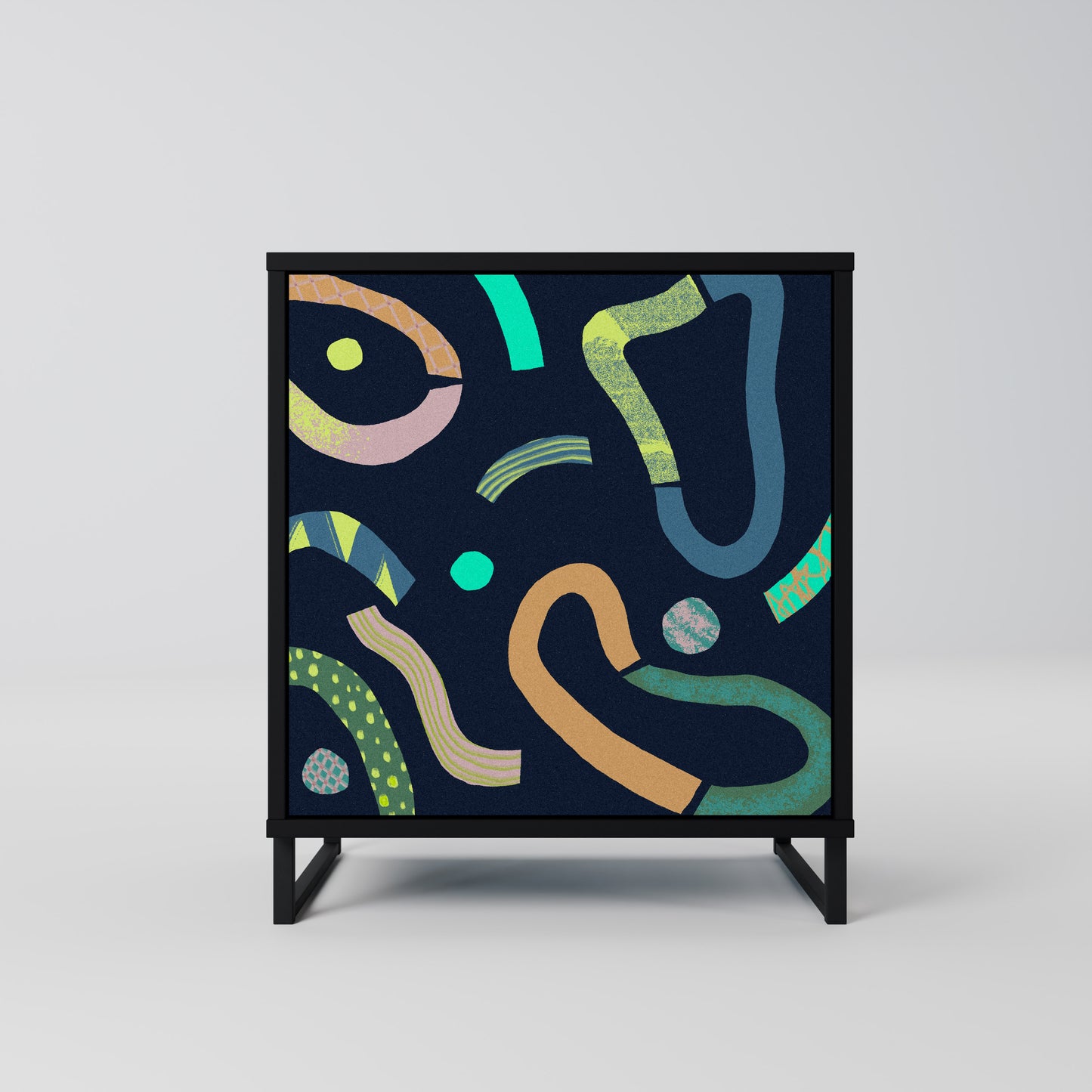 CONTRAST DANCE 1-Door Sideboard in Black Finish