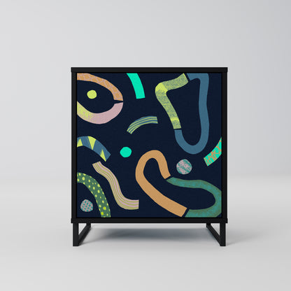 CONTRAST DANCE 1-Door Sideboard in Black Finish