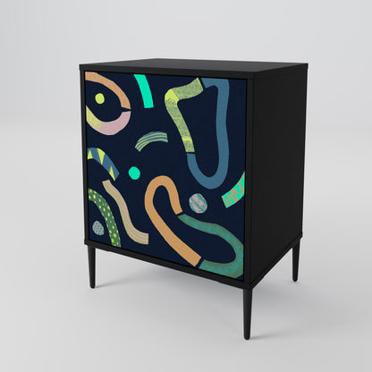 CONTRAST DANCE 1-Door Sideboard in Black Finish