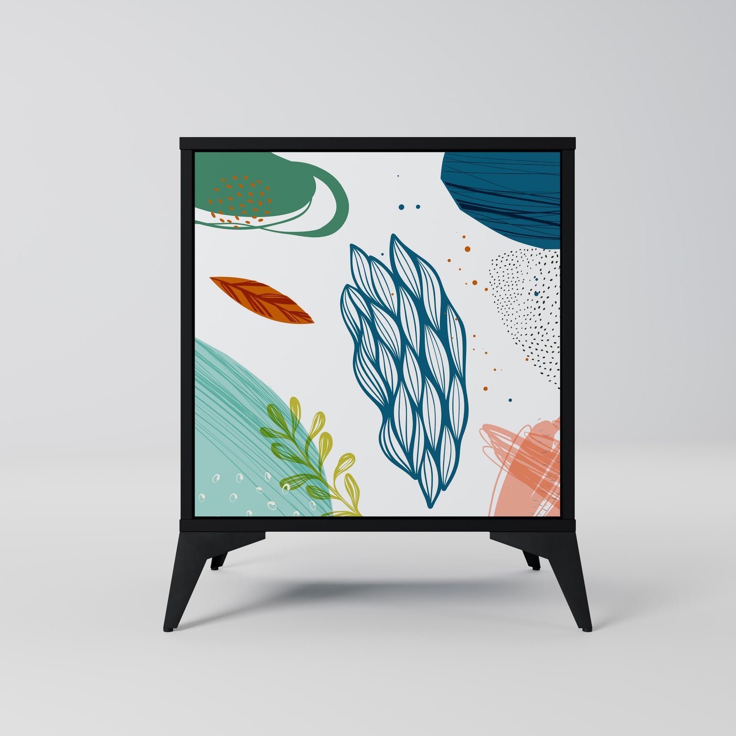 BOTANICAL HURRICANE 1-Door Sideboard in Black Finish