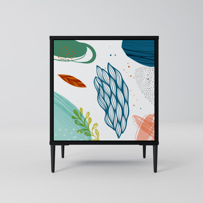 BOTANICAL HURRICANE 1-Door Sideboard in Black Finish