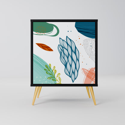 BOTANICAL HURRICANE 1-Door Sideboard in Black Finish