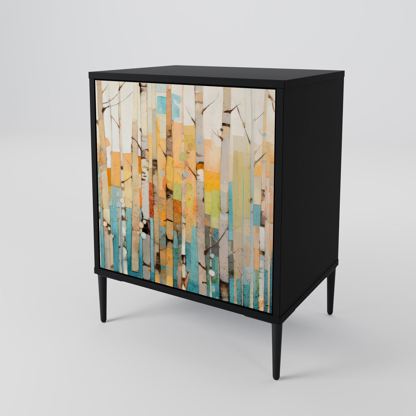 BIRCH KALEIDOSCOPE 1-Door Sideboard in Black Finish