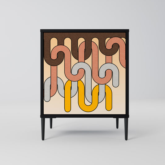 COLORFUL STRINGS 1-Door Sideboard in Black Finish