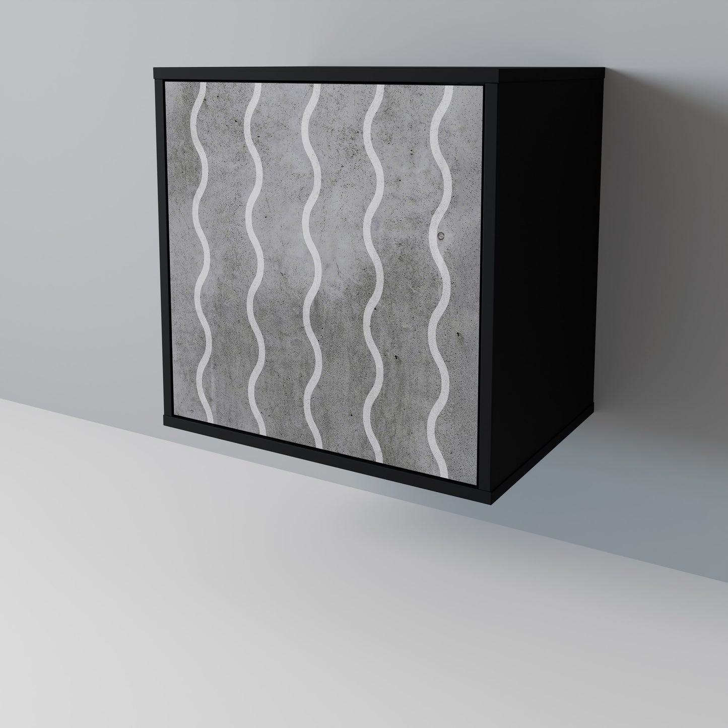 WAVES OF CONCRETE 1-Door Sideboard in Black Finish