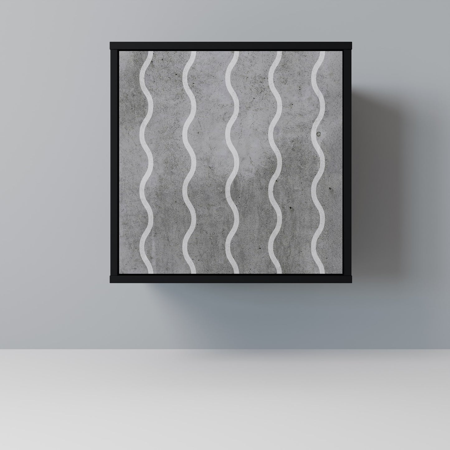 WAVES OF CONCRETE 1-Door Sideboard in Black Finish