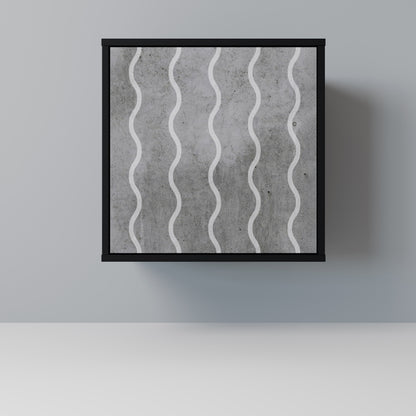 WAVES OF CONCRETE 1-Door Sideboard in Black Finish