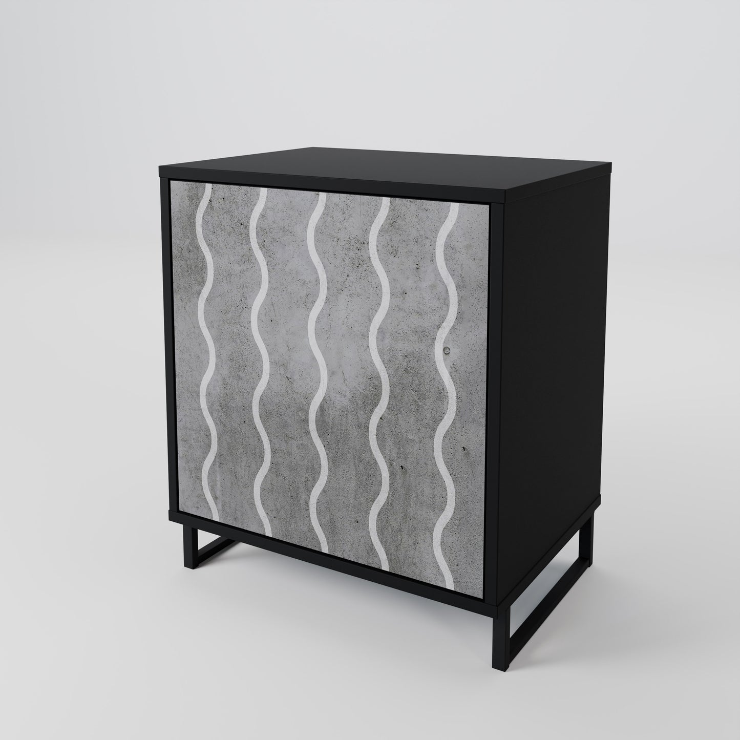 WAVES OF CONCRETE 1-Door Sideboard in Black Finish