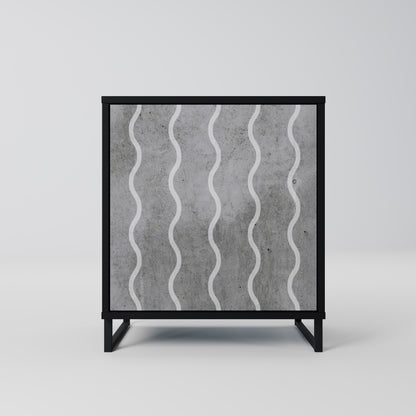 WAVES OF CONCRETE 1-Door Sideboard in Black Finish
