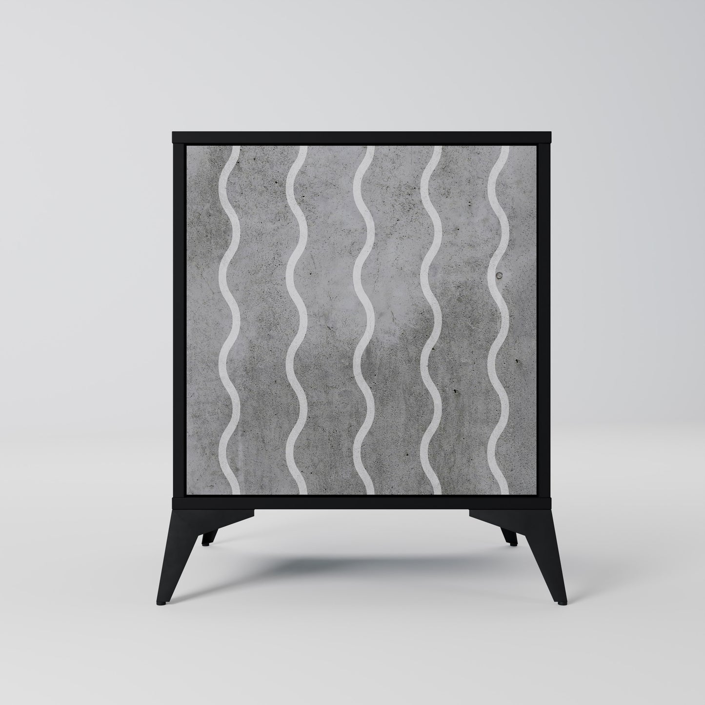 WAVES OF CONCRETE 1-Door Sideboard in Black Finish